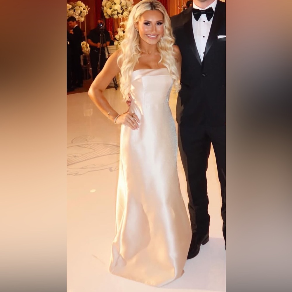 Elegant Strapless Cream Maxi Dress
